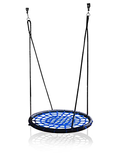 Libella Nestschaukel - Hochwertige Gartenschaukel - Robuste Rundschaukel für Kinder - Netzschaukel - Tellerschaukel mit Aufhängeseilen - (120cm, Blau)